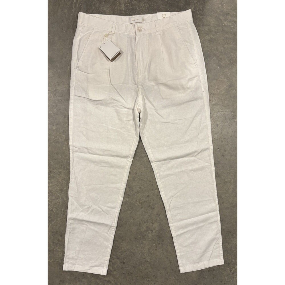 Porter & Ash Linen Blend Pants White Straight Fit Textured Men’s 32x29 NWT